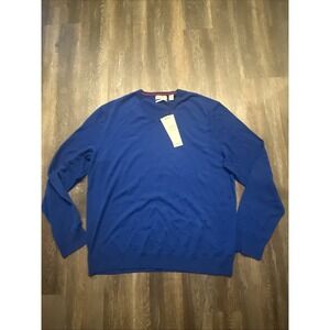Calvin Klein Men's XXL V Neck Merino Wool  Long Sleeve Sweater NWT‎ Blue